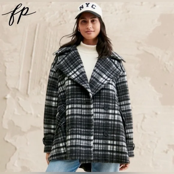 Free People Highlands Wool Blend PeaCoat, MED NWOT - Picture 3 of 8